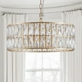 thumbnail image 3 of Modern Crystal Drum Chandelier, 6-Light Pendant Lighting Fixture with Golden Metal Frame for Living Room, Dining Room, and Bedroom (Bulbs Not Included), 3 of 10