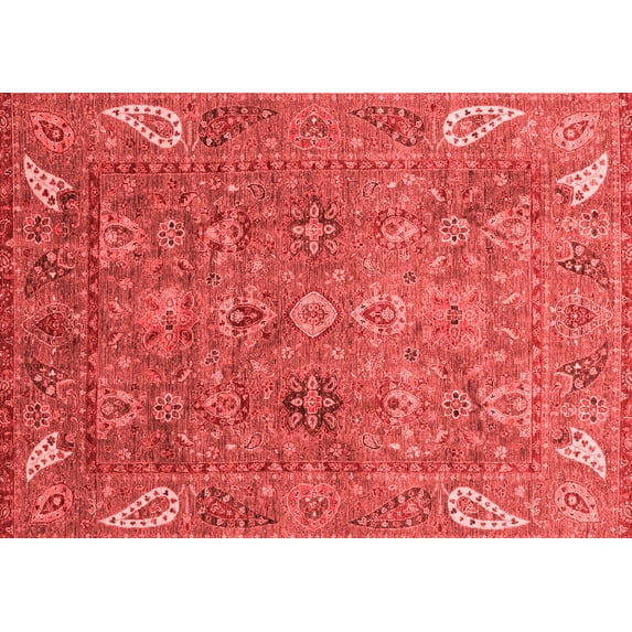 Ahgly Company Machine Washable Indoor Rectangle Oriental Red Traditional Area Rugs, 3' x 5'