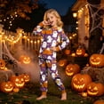 thumbnail image 2 of felwors Halloween Pajamas Big Boy Girls Crew Neck Cute Print Pajama Sets Long Sleeve Lovely Sleepwear 2 Piece Pjs Multiple Cartoon Jammies Pajama (Dark Purple,5-6 Years), 2 of 7