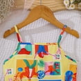thumbnail image 5 of REDARER Girls Cartoon Tropical Figure Print Spaghetti Strap Dress Lace Trim Waist Elastic Flared A Line Casual Summer Sundress, 5 of 7