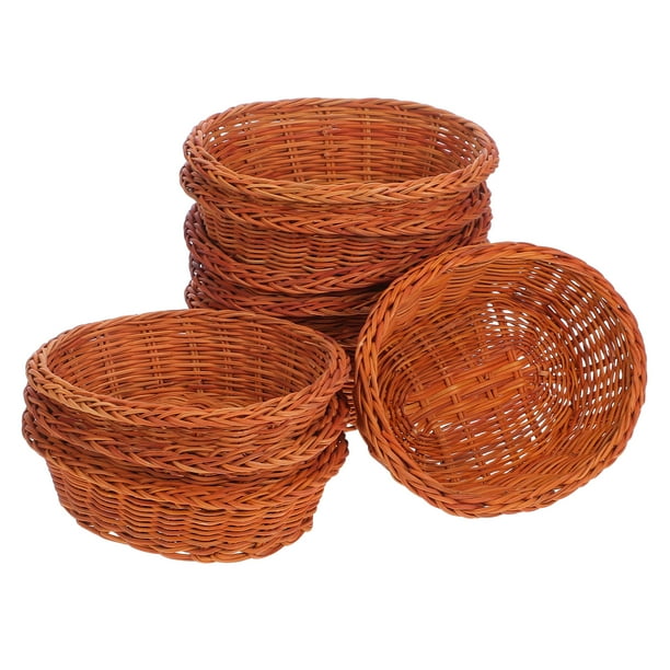 ColoMX 10 cestas de comida: cestas pequeñas de ratán para aperitivos, soportes ovalados para pan y cocina, recipientes tejidos para frutas, galletas y pan.