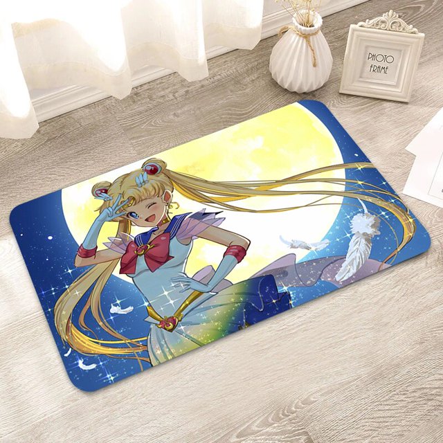 Felpudo de Sailor Moon para decoración de habitación, felpudo para puerta de entrada, Alfombra de dormitorio de gato, alfombra de baño rosa, Alfombra de cocina para el hogar, alfombras de estar Fivean unisex