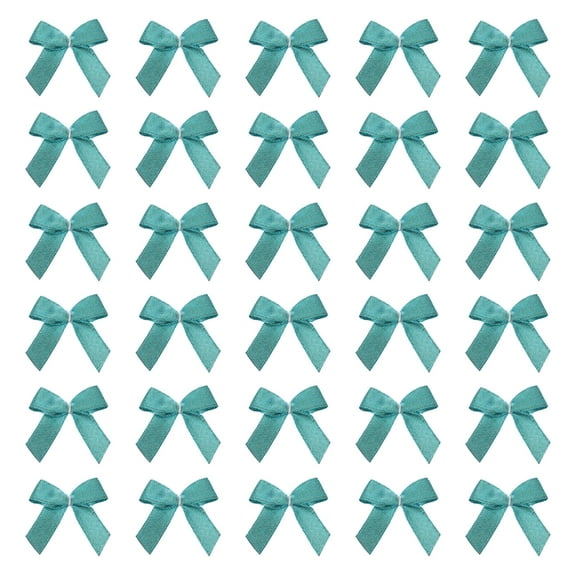 Uxcell 60 Pcs Mini Ribbon Bow 1.2" Mini Fabric Satin Ribbon Flower Bows for Craft DIY Sewing Wedding Birthday Party, Light Green