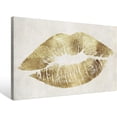 thumbnail image 2 of HFDF Gold Sexy Lips Wall Art Fashion Decor Vtage Lips Prt Glam Picture Stretched Wall Art For Bedroom Home Decor Ready to Hang 18x12inch Framed, 2 of 5