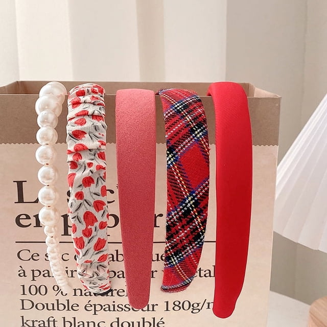 Banda para el cabello con perlas para primavera y verano que combina con el lavado facial, accesorios para el cabello, mechones de tela con pliegues en la parte superior y craneal alto para mujer,