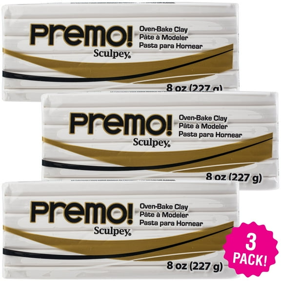 Multipack of 3 - Premo Sculpey Polymer Clay 8oz-White
