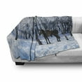thumbnail image 3 of Animal Soft Flannel Fleece Throw Blanket, Horse between Trees in the Winter Forest Frozen Woods Icy Land Nature Picture, Cozy Plush for Indoor and Outdoor Use, 50" x 60", Brown White, by Ambesonne, 3 of 6