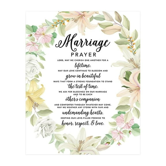 Koyal Wholesale Marriage Prayer Canvas Wall Art Decor, Floral Wreath Design, Wedding Registry Ideas, Anniversary