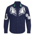 thumbnail image 4 of Toddler Tshirt Kids Western Frontier Button Down Denim Long Sleeve Casual Baby Tees Navy 12-13 Years, 4 of 6
