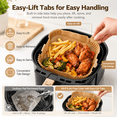thumbnail image 4 of NIUTA® Air Fryer Liners Disposable, 100 Pcs 6.3 Inch Square Air Fryer Paper Liners with Easy-Lift Tabs, Food Grade Non-Stick Oil-Proof Parchment Paper for Air Fryer Basket, 3-5 QT, Baking & Roasting, 4 of 7