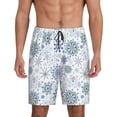 thumbnail image 1 of Balery Retro ice blue snowflakes Pantalones cortos de pijama de punto de algodón para hombre con cinturilla y bolsillos-Small, 1 of 6
