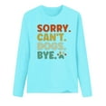 thumbnail image 5 of Women's Sorry Can't Dog Funnny Letter Print Sweatshirts Dog Lover Pullover Fashion Summer Clothes Y2K Tops Dressy Casual Long Sleeve Tunic Tops Flowy Round Neck Blouse Vintage Sky Blue T Shirts L, 5 of 7