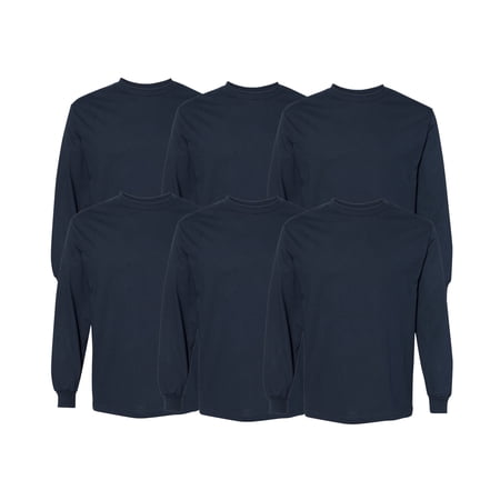 American Apparel Long Sleeve Men s T-Shirt Heavyweight Cotton Crewneck Tee S True Navy 6 Pack
