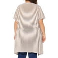 thumbnail image 4 of DARING DIVA Plus Size Stripe Short Sleeve Open Front Cardigan 1X Khaki, 4 of 6