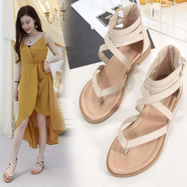 Sandalias planas romanas informales para mujer de verano Wmkox8yii shjk1277