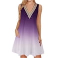 thumbnail image 2 of Ftwytp Women's Summer Casual Sleeveless Dresses V Neck Lace Tank Dress Loose Flowy Stripe Printed Sundress with Pockets Women's Printed Lace Sleeveless Pocket V-Neck Dress, 2 of 5