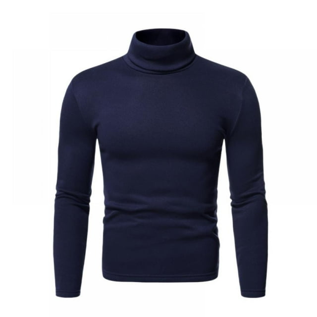Chandail en Molleton Ajusté pour Hommes à Col Roulé Doux, Couche de Base, Manches Longues, T-Shirt Thermique, Chandail à Col Montant