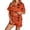 Z67-Orange, variant on Halloween Matching Set Silk Satin Relaxed Stretch Spider Pumpkin Print Halloween Pj Sleepwear Top and Shorts 2 Piece Pjs Lounge Set