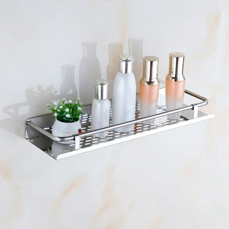 Waroomhouse Bathroom Storage Shelf Wall Mounted Good Load-bearing Punch  Free Corrosion Resistant with Fence Stainless-Steel Kitchen Bathroom  Storage Rack Wall Shelf Bathroom Supplies 