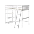 thumbnail image 4 of Max & Lily Solid Wood High Loft Bed,Twin Bed Frame For Kids With Bookcase and Ladder, White, 4 of 13