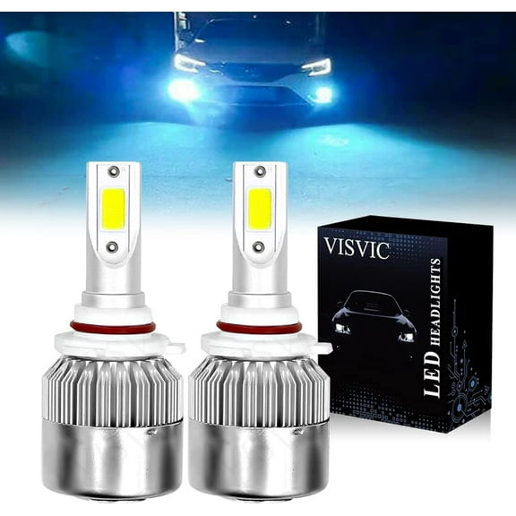 Blue Led Headlights, 9012 LED Headlight Bulbs Ice Blue 8000K COB Headlights Conversion Kit For High & Low Beam Daytime Running Lights, Plug & Play, Pack of 2