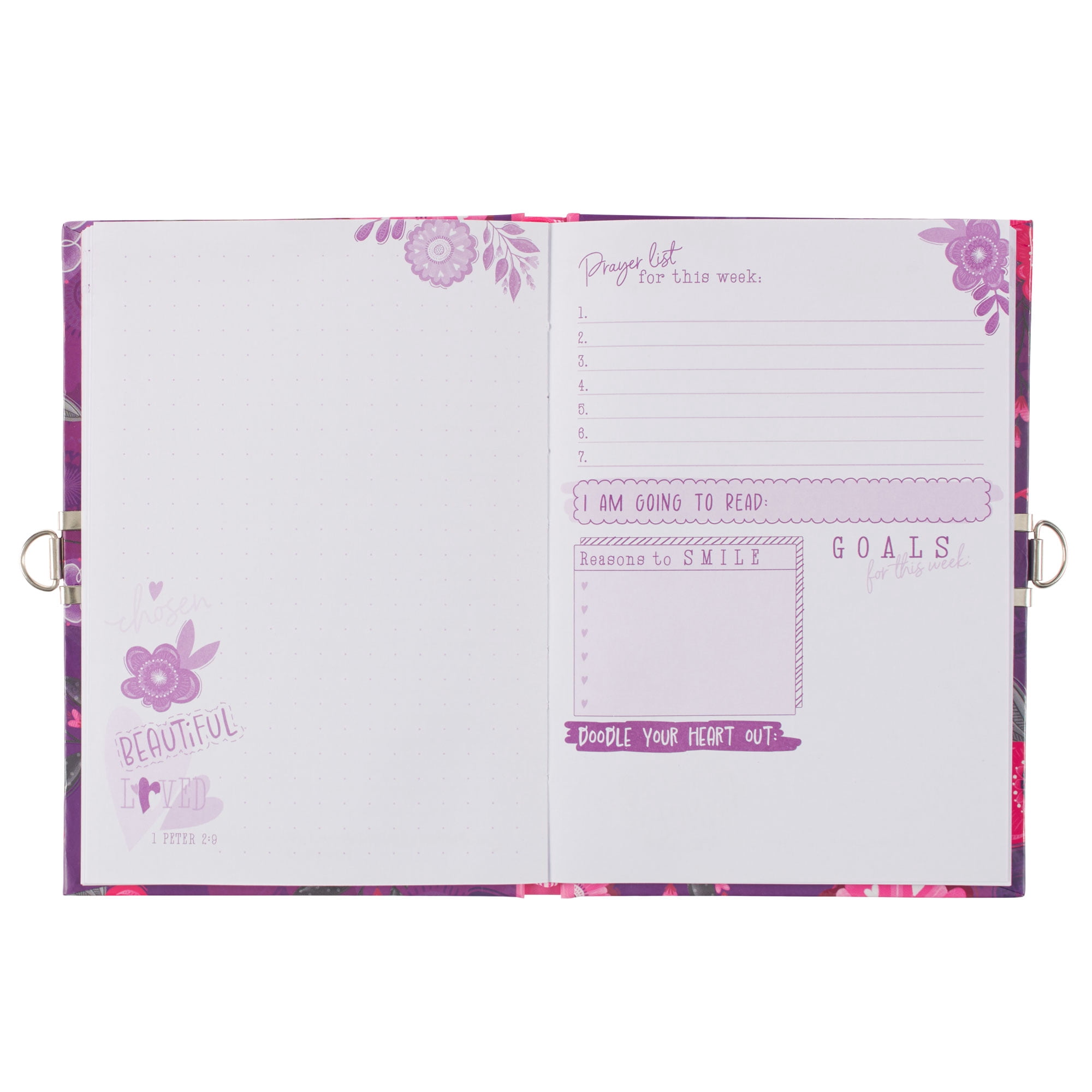 Secret Diary with Lock/Keys, Girls Interactive Christian Purple/Pink Journal with Writing Prompts Teen, Tween God’s Princess 1 Peter 2:9 Bible Verse