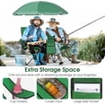 thumbnail image 5 of MAT EXPERT Folding Double Camp Chair w/Removable Umbrella, Portable Picnic Chair w/Mini Table, Chair Set w/Beverage Holder, Portable Loveseat Camp Chairs for Beach, Backyard, Poolside (Green), 5 of 18