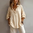 thumbnail image 4 of AUNVITO Women's Linen Blend V Neck Button Down Long Sleeve Shirt Casual and Breathable Spring Summer Style, 4 of 6