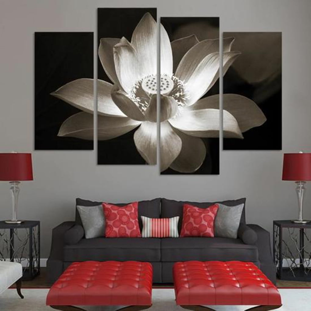 Unframed Modern Abstract Art Lotus Canvas Oil Painting Picture Home Wall Decor