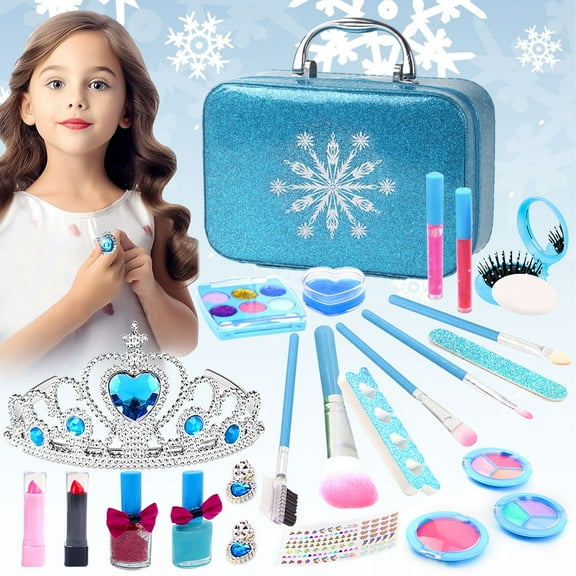 QiShi Kids Makeup Kit Girls Toy - Washable Makeup Set for Girls Non Toxic Real Make up for Toddler Children Princess Beauty Toys for 4  Year Old Christmas Birthday Gifts.