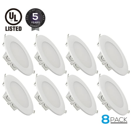 Light Kitchen Downlight TORCHSTAR 8 Pack 6 inch Slim Recessed Ceiling Light, 15W (100W Equivalent), Dimmable Airtight Downlight with Junction Box, UL Certified, 1000lm, 3000K Warm White ()