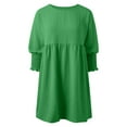 thumbnail image 3 of Women's Flowy Summer Tunic Dress Casual Loose Short Sleeve Crew Neck Swing Mini Dress Comfortable Stylish Outfit, 3 of 5