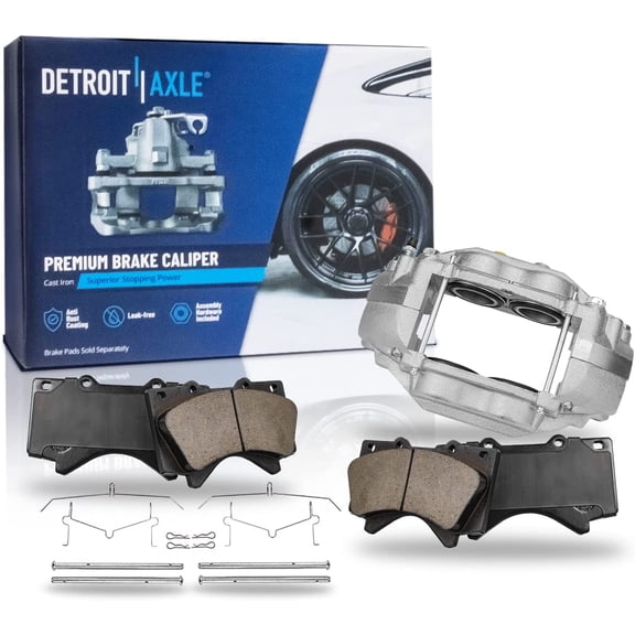 Detroit Axle - Front Brake Kit for Toyota 2007-2016 Tundra, 2008-2016 Sequoia, Driver Side Brake Caliper Ceramic Brakes Pads 2009 2010 2011 2012 2013 2014 2015 Replacement