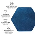 thumbnail image 3 of Disketp Deep Blue Glitter Funny Coasters,4 Pcs Leather Coasters with Holder, Perfect Housewarming Hostess Gifts,Protect Furniture from Water Marks Scratch and Damage-Hexagon, 3 of 6