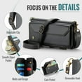 thumbnail image 6 of Crossbody for iPhone 16 Case Wallet【RFID Blocking】with 7-Card Holder Zipper Bills Slot, Soft PU Leather Magnetic Shoulder Wrist Strap for iPhone 16 Wallet Case Women, 6 of 17
