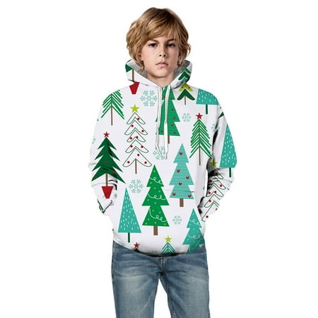 

Boys Hoodies Hooded 3D Christmas Printed With Pocket Casual Comfort And Warm Fall Sweatshirts For Teen Girls Trendy