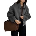 thumbnail image 1 of Chaqueta BQDCQB para mujer, lana recortada, cálido, forro polar de invierno, gris, 1 of 7