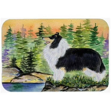 Carolines Treasures Collie Glass Cutting Board Large 12H x 16W multicolor