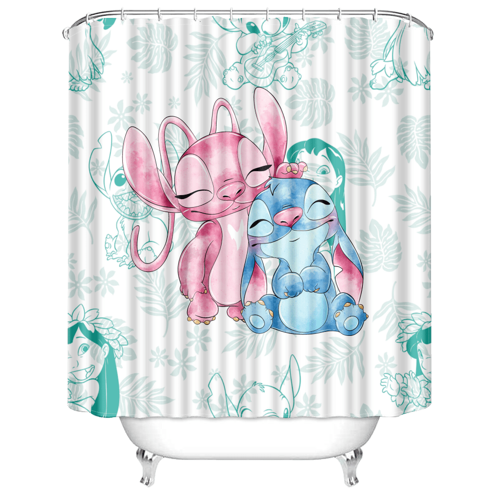 Cute Lilo & Stitch Waterproof Fabric Shower Curtain,Lilo & Stitch