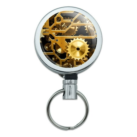 Gears in the Brass Machine Retractable Belt Clip Badge Key (Best Badge Making Machine)