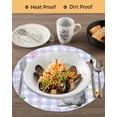 thumbnail image 3 of 13 Inch Round Placemats Set of 6, Happy Easter Non Slip Heat Insulation PP Table Mats, Cute Bunny Spring Flowers Butterfly Purple Plaid Washable Place Mats for Kitchen Dining Party Table Decor, 3 of 7
