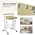 thumbnail image 3 of CZMJY Mobile Stand Up Desk, Height Adjustable Home Office Desk with Standing & Seating 2 Modes, Tilting Tabletop & Flexible Wheels, Rolling Laptop Cart Sit Stand Desk (Natural), 3 of 10