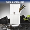 thumbnail image 4 of 61" H Metal Garage Storage Cabinet, Rolling Tool Cabinet with 2 Doors and Wheels, Locker Steel Cabinet with 3 Adjustable Shelves, Organization Cabinet for Garage,Office,Home,Gym,School（White）, 4 of 8