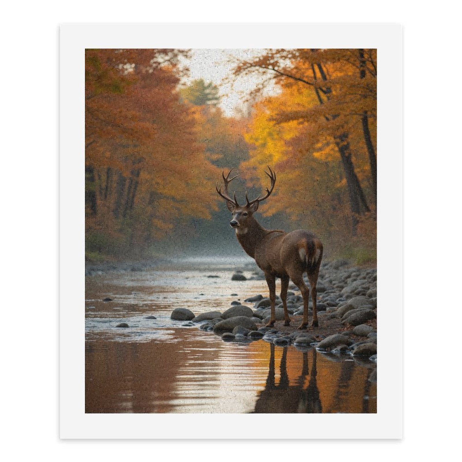 Paint by Numbers Kit for Adults, Deer Autumn Forest Stream Beauty Paint by Numbers, Easy Paint by Numbers Kit for Adults Beginner, DIY Adult Paint by Number Kits on Canvas, Home Decor