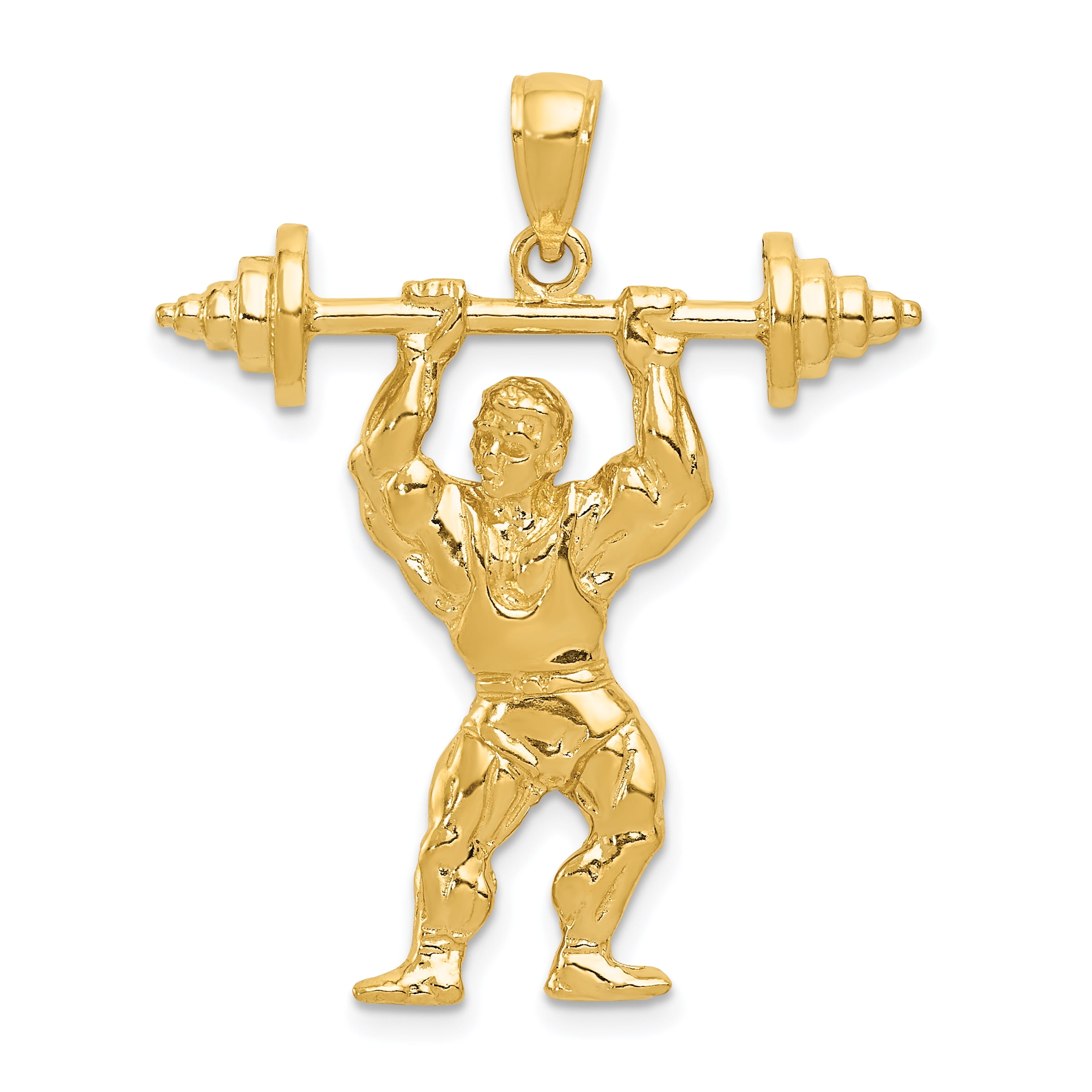 10k Yellow Gold Bodybuilder Sports Pendant Necklace