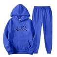 thumbnail image 3 of VBTAPA Womens Hoodie Sweatsuits 2 Piece Set Heartbeat Print Hooded Sweatshirt and Jogger Sweatpants Casual Tracksuit Sets Jogging Matching Suits with Pockets Blue S, 3 of 4