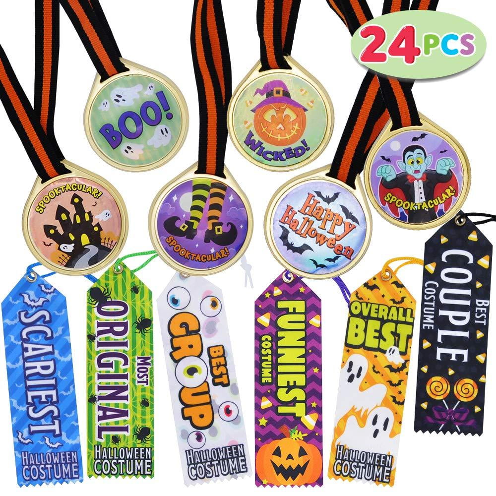 24 Pieces Halloween Medal Trophies and Trophy Ribbons for Halloween ...