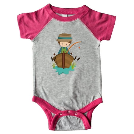 

Inktastic Fishing Boy Brown Hair Fisherman Fishing Rod Gift Baby Boy Bodysuit
