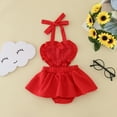 thumbnail image 6 of Baby Valentines Day Outfit Girl Lover Themed Letter Embroider Short Sleeve Bubble Romper Top Skirt 2pc Set Baby Outfits for Baby 6-9 Months, 6 of 7