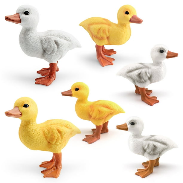 Set de figuras Realistic Duck PVC Patito y adulto, 6 unidades
